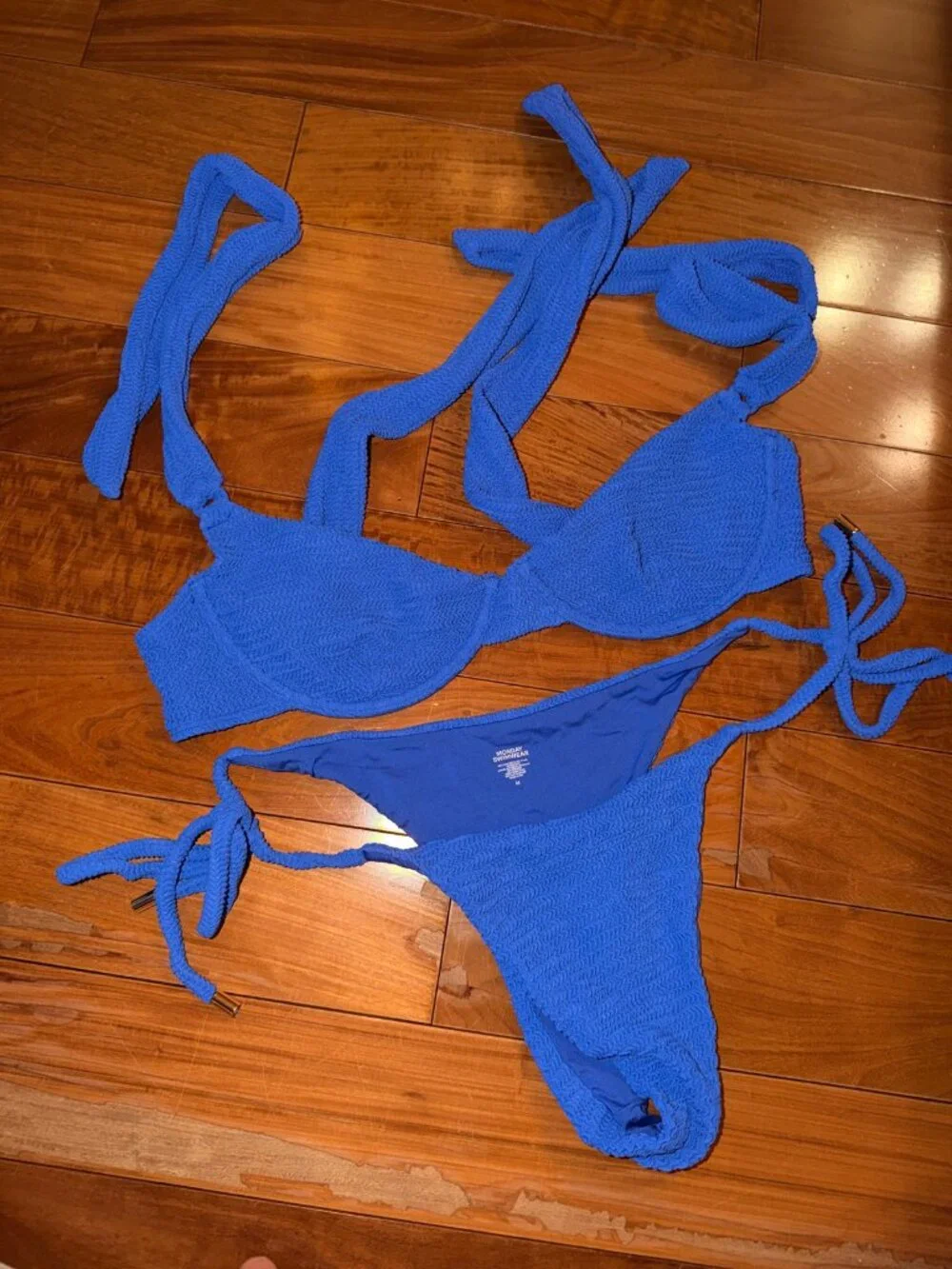 Monday Swimwear Cobalt Blue Crinkle Bikini Set